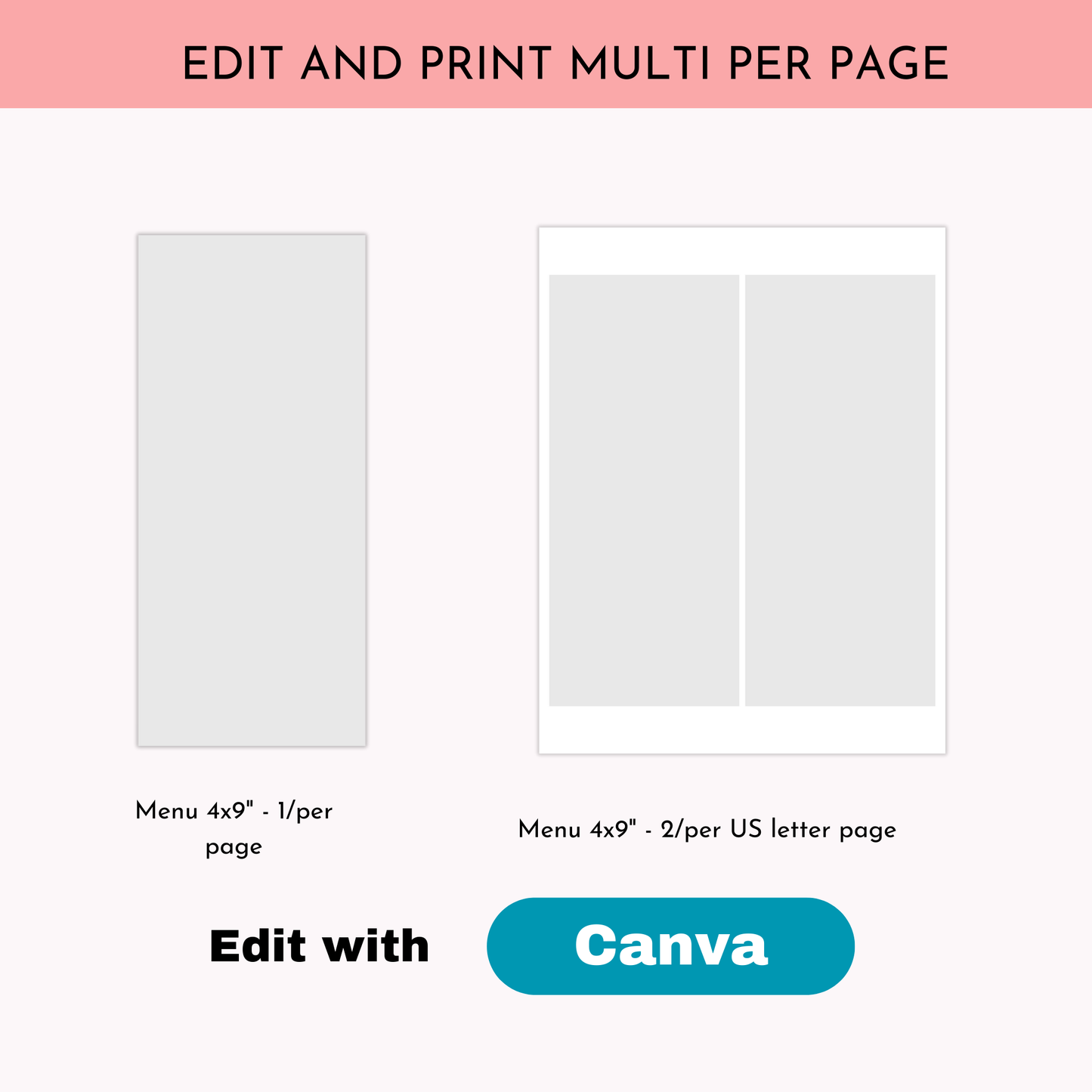 Tea Party Menu Template - Pink Bow