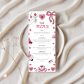 Tea Party Menu Template - Pink Bow
