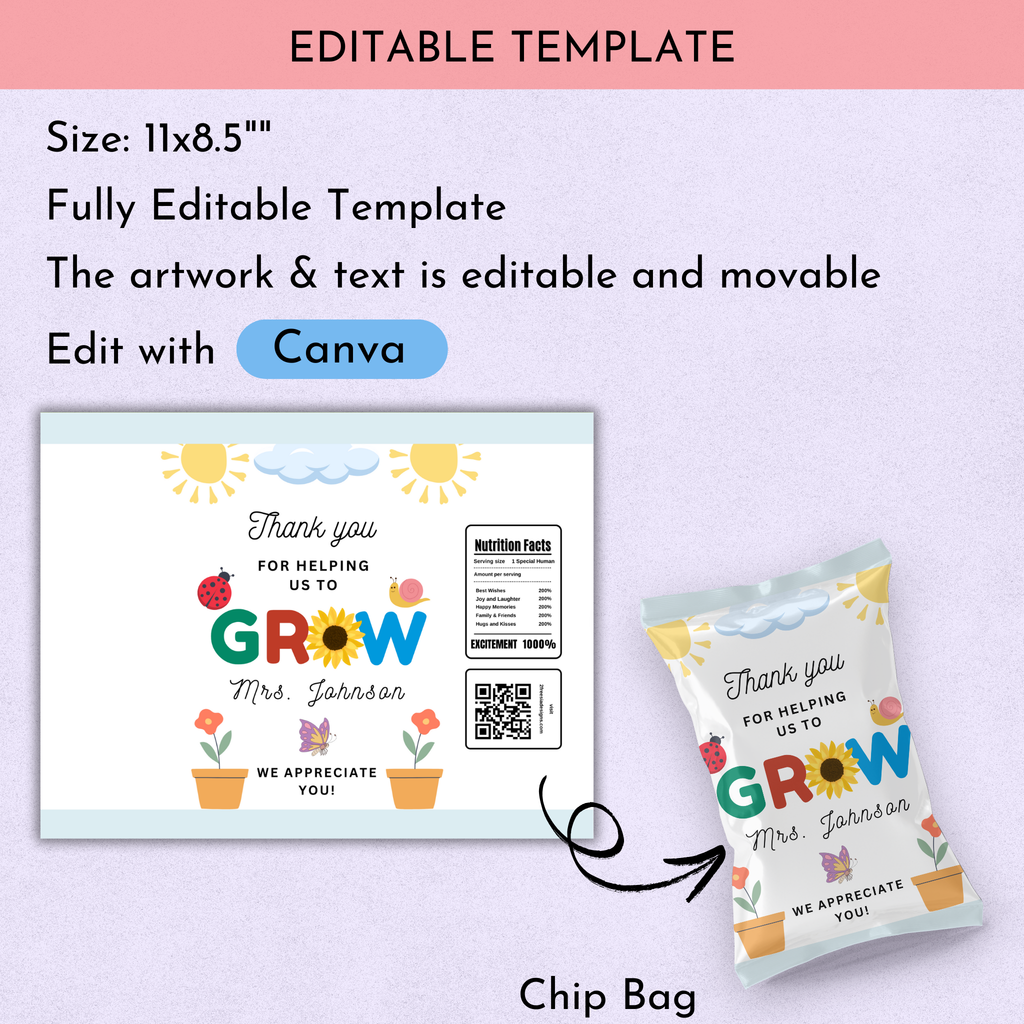 Teacher Appreciation Chip Bag Template