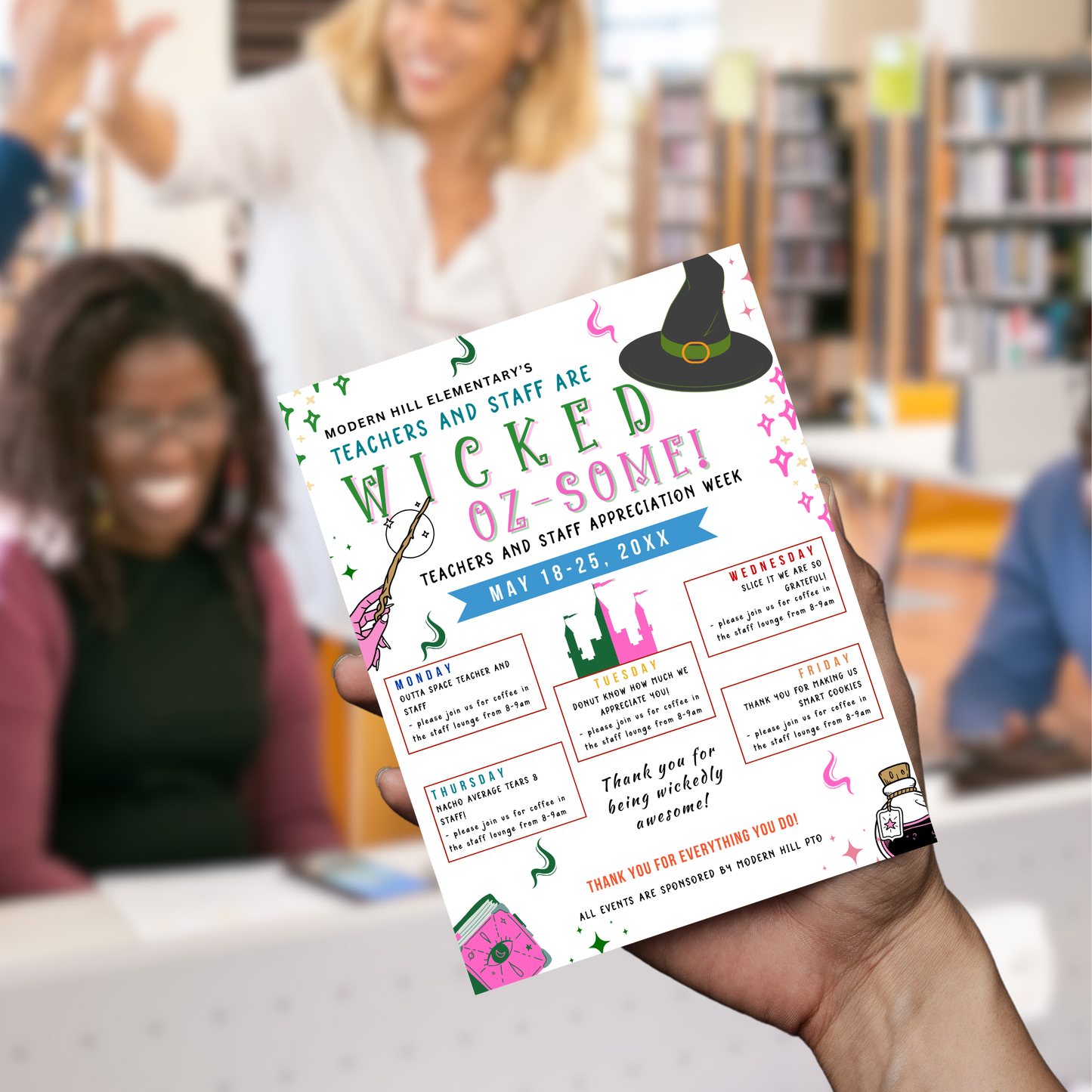 Witch Themed Teacher Appreciation Flyer