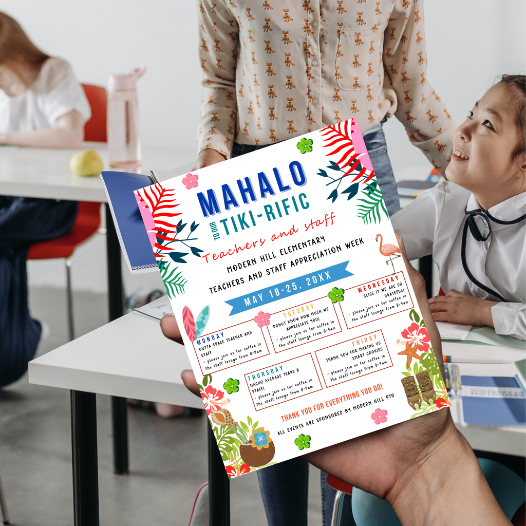 Mahalo Tiki Rific Teacher Appreciation Flyer