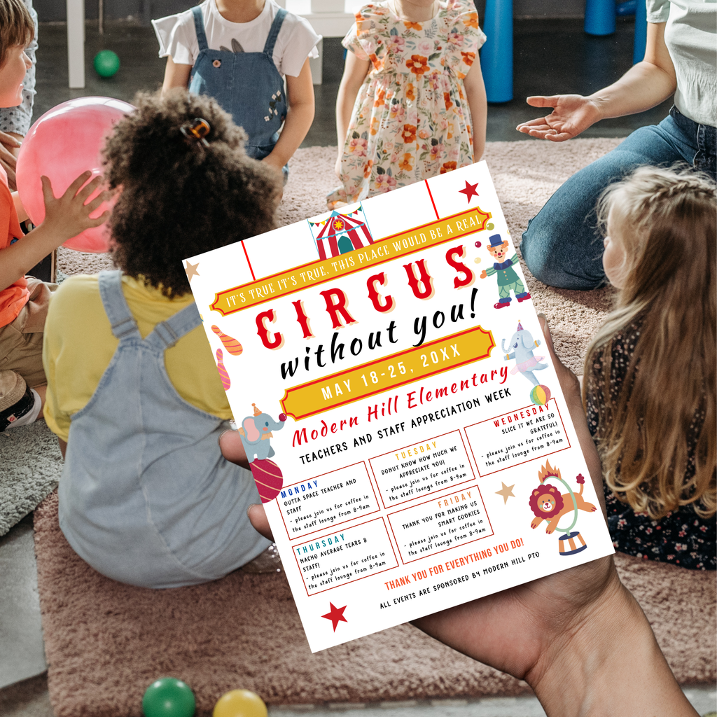 Circus Theme Teacher Appreciation Flyer