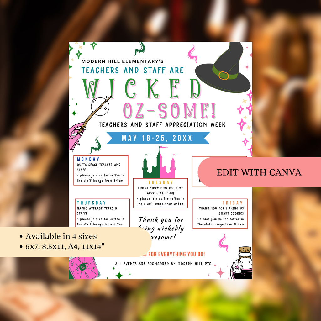 Witch Themed Teacher Appreciation Flyer