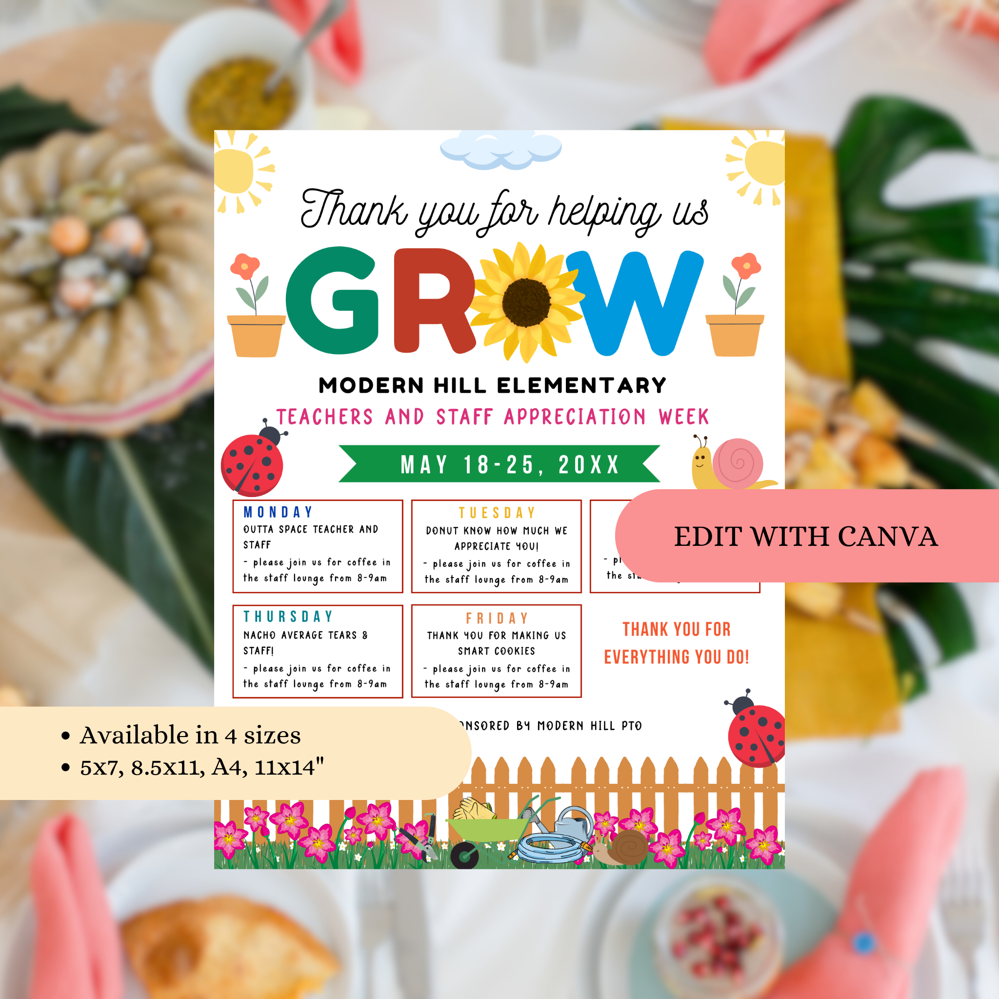 Floral-Themed Teacher Appreciation Flyer