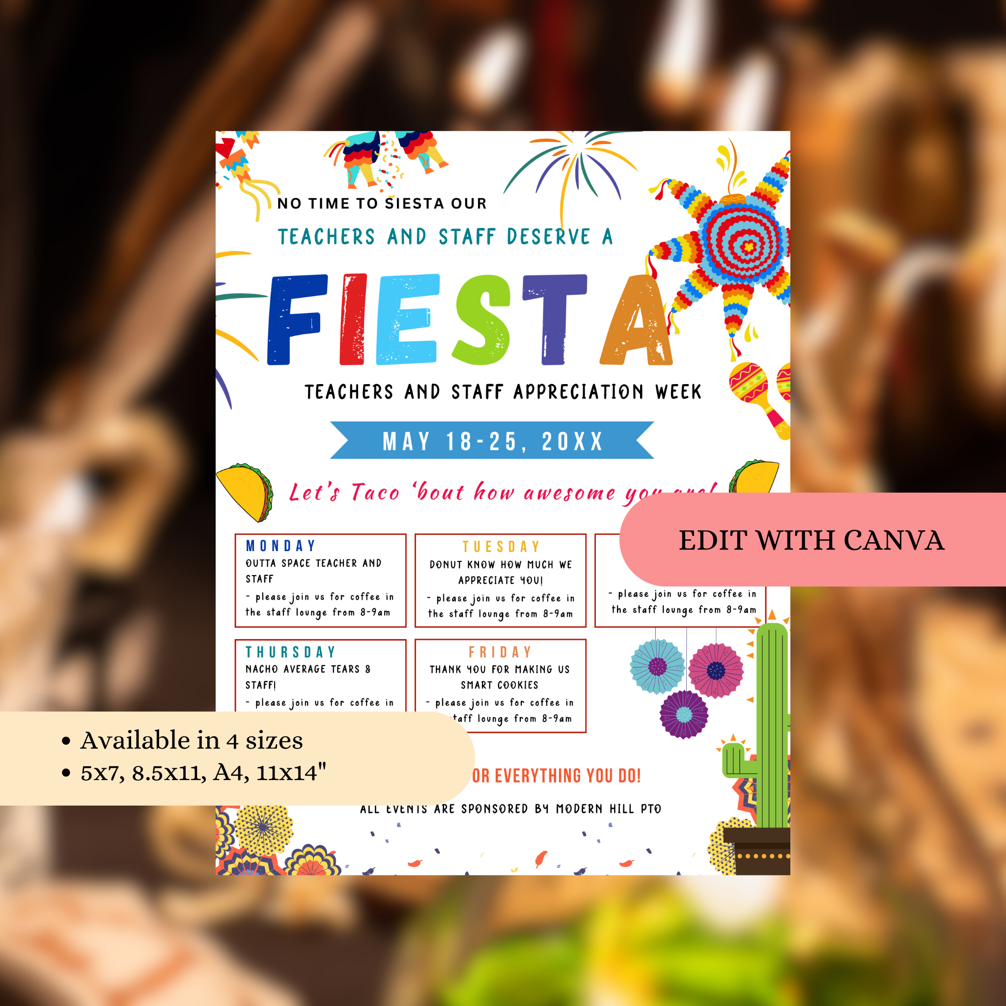 Fiesta-Themed Teacher Appreciation Flyer