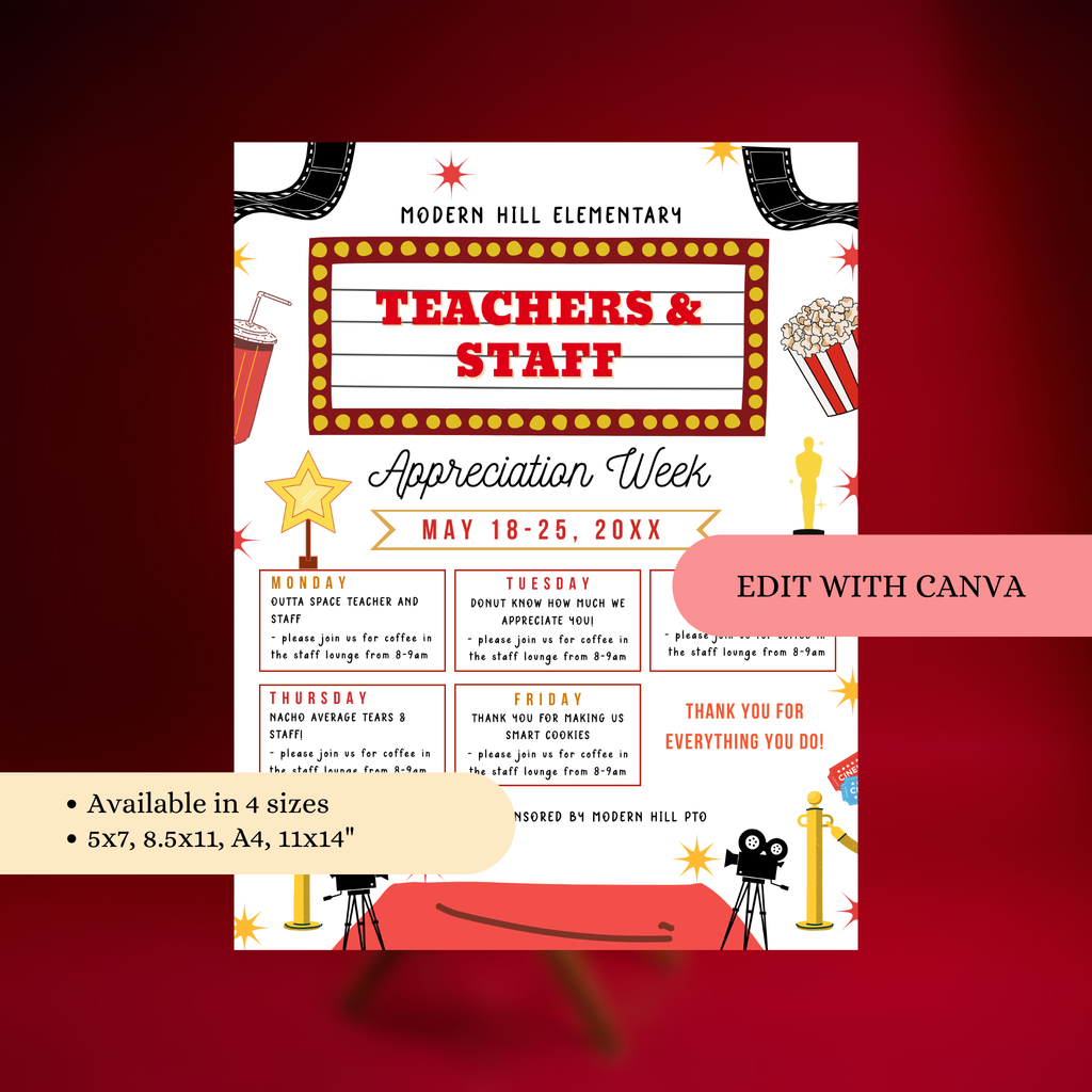 VIP Hollywood Theme Teacher Appreciation Flyer