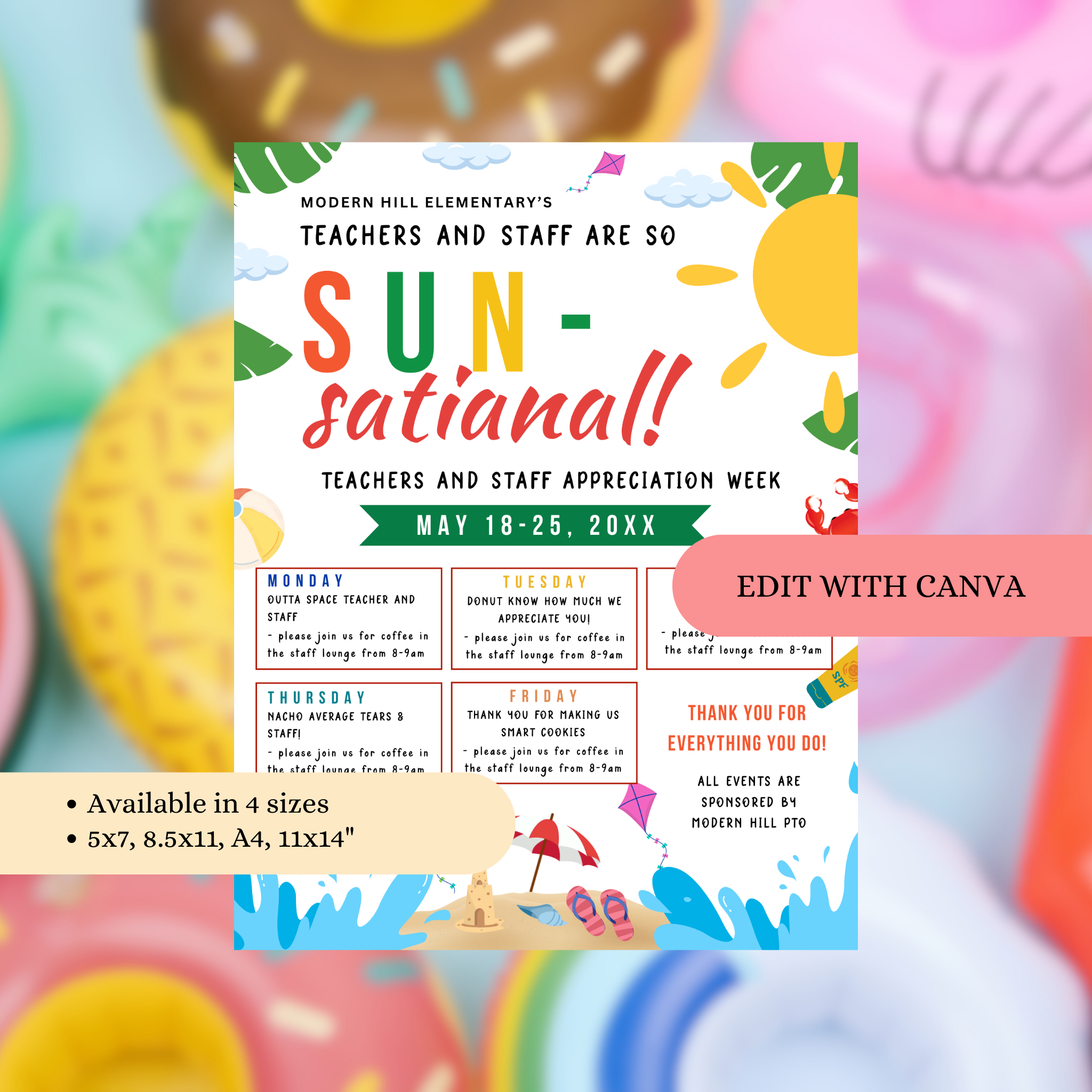 Beach-Themed Teacher Appreciation Flyer