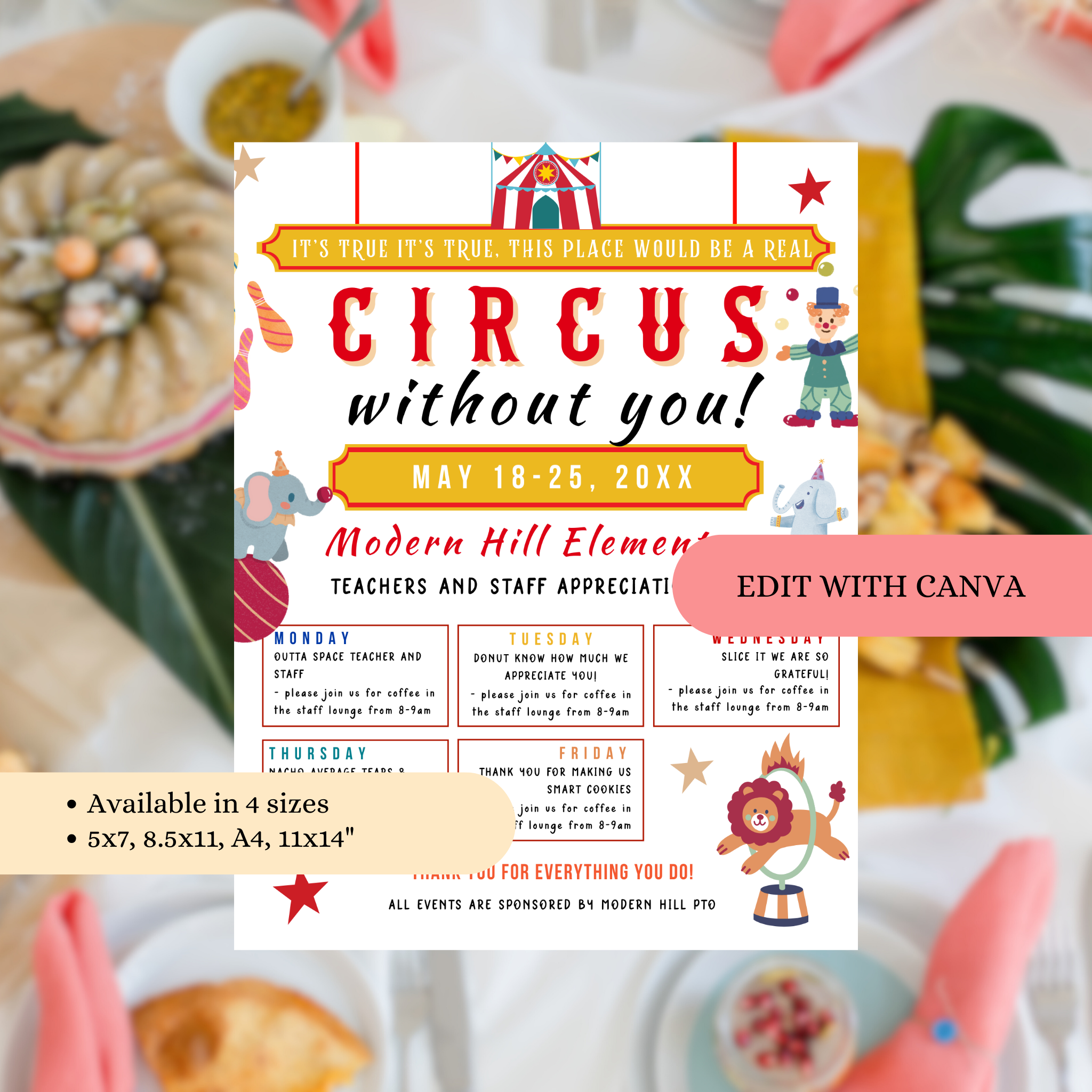Circus Theme Teacher Appreciation Flyer