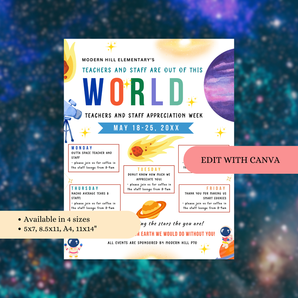 Space-themed Teacher Appreciation Flyer