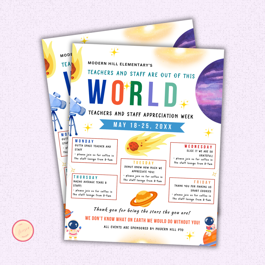 Space-themed Teacher Appreciation Flyer