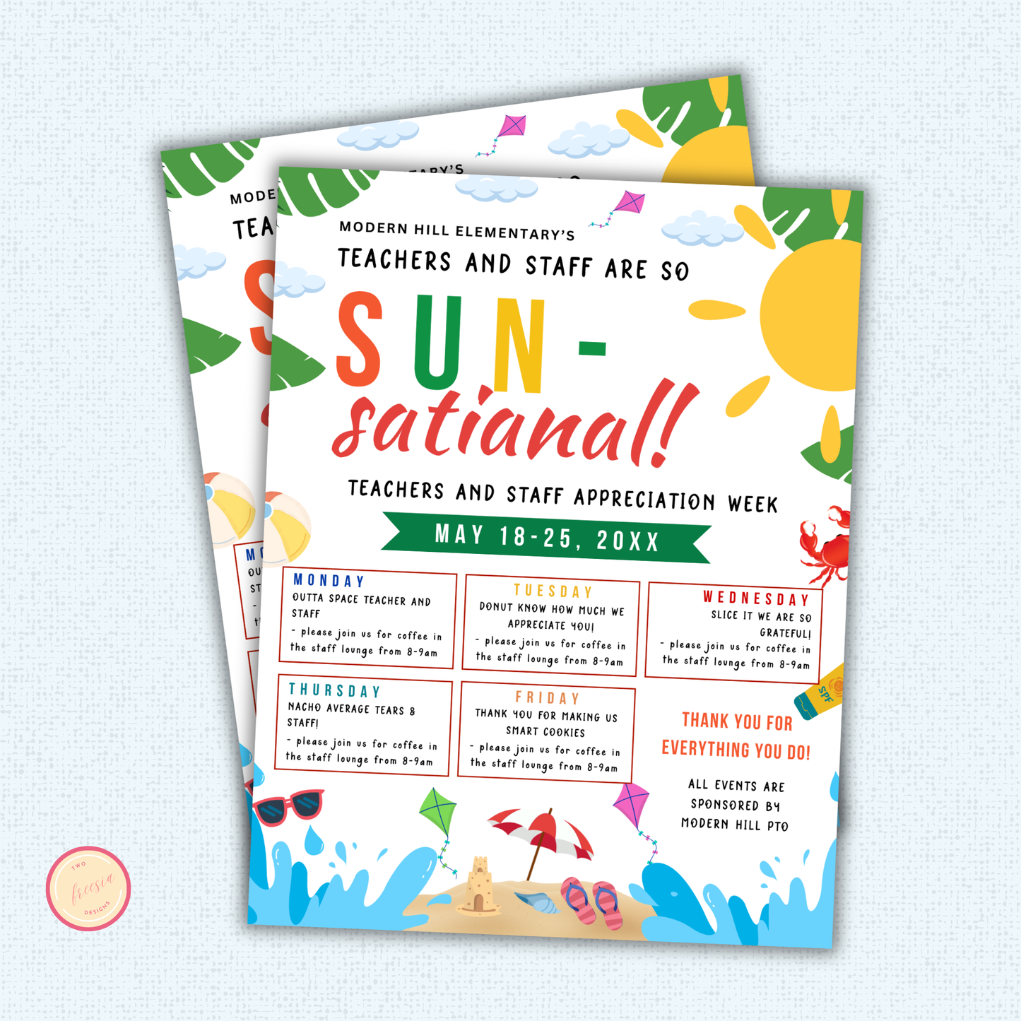 Beach-Themed Teacher Appreciation Flyer