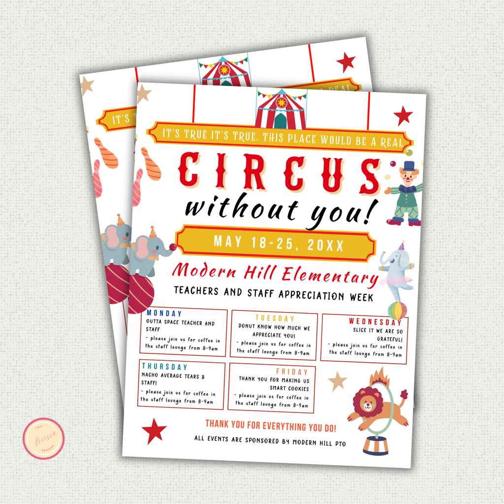 Circus Theme Teacher Appreciation Flyer