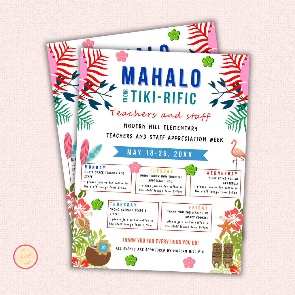 Mahalo Tiki Rific Teacher Appreciation Flyer
