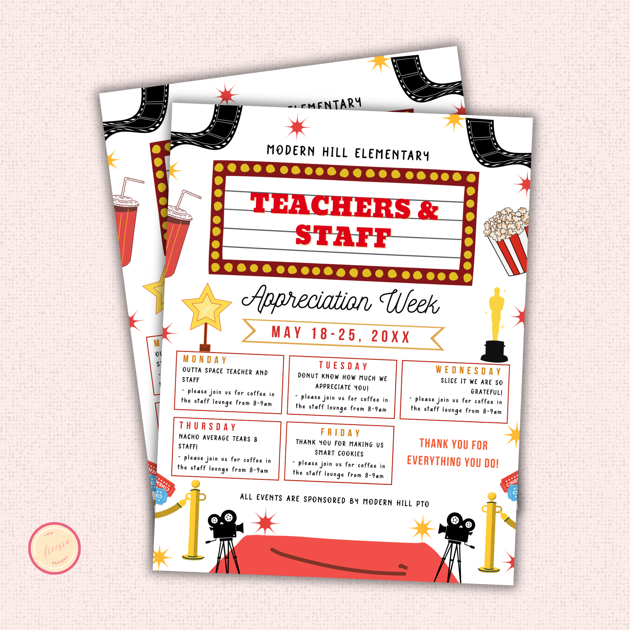 VIP Hollywood Theme Teacher Appreciation Flyer