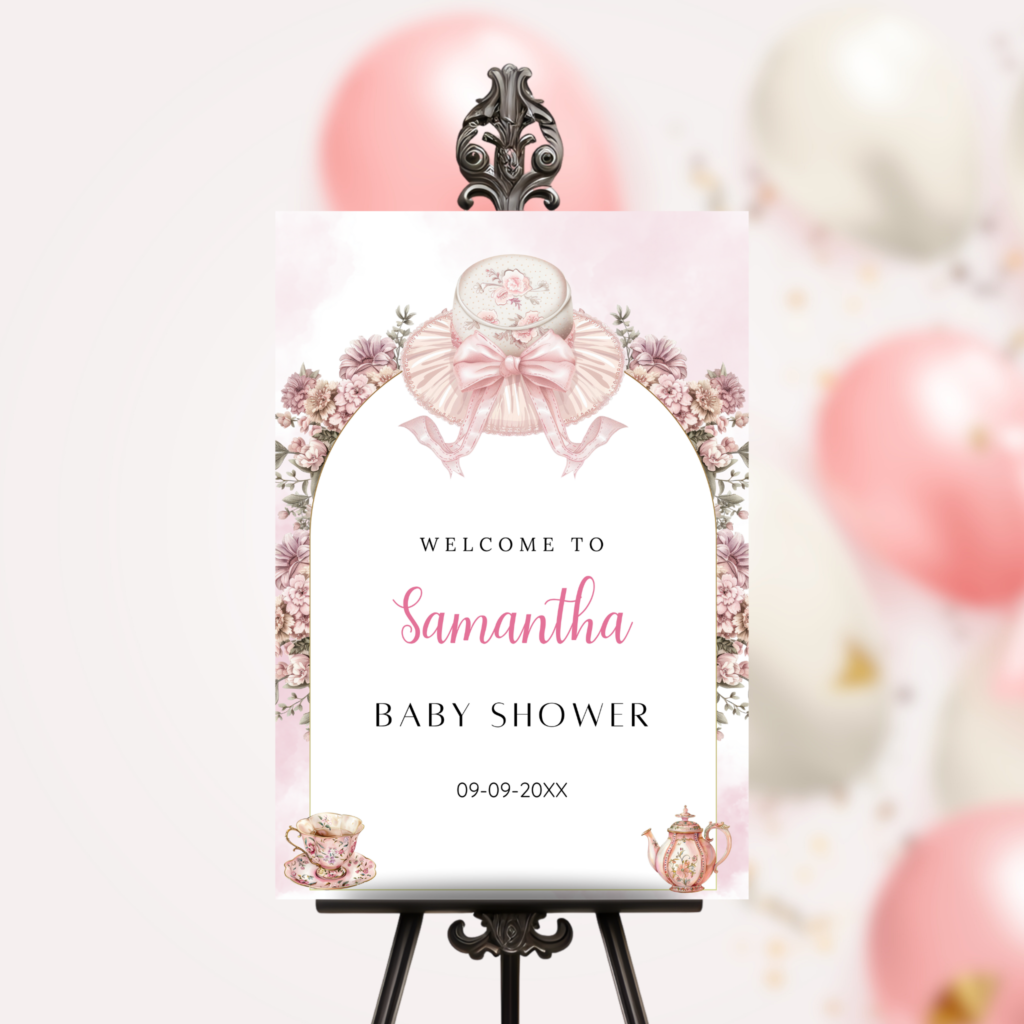 Tea Party Welcome Sign Template