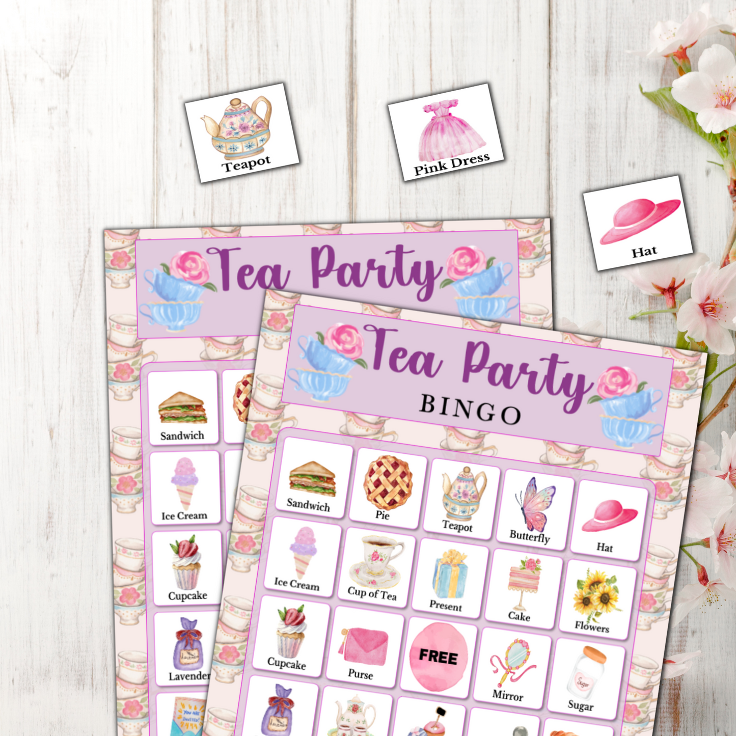 Printable Tea Party Bingo - 20 Cards