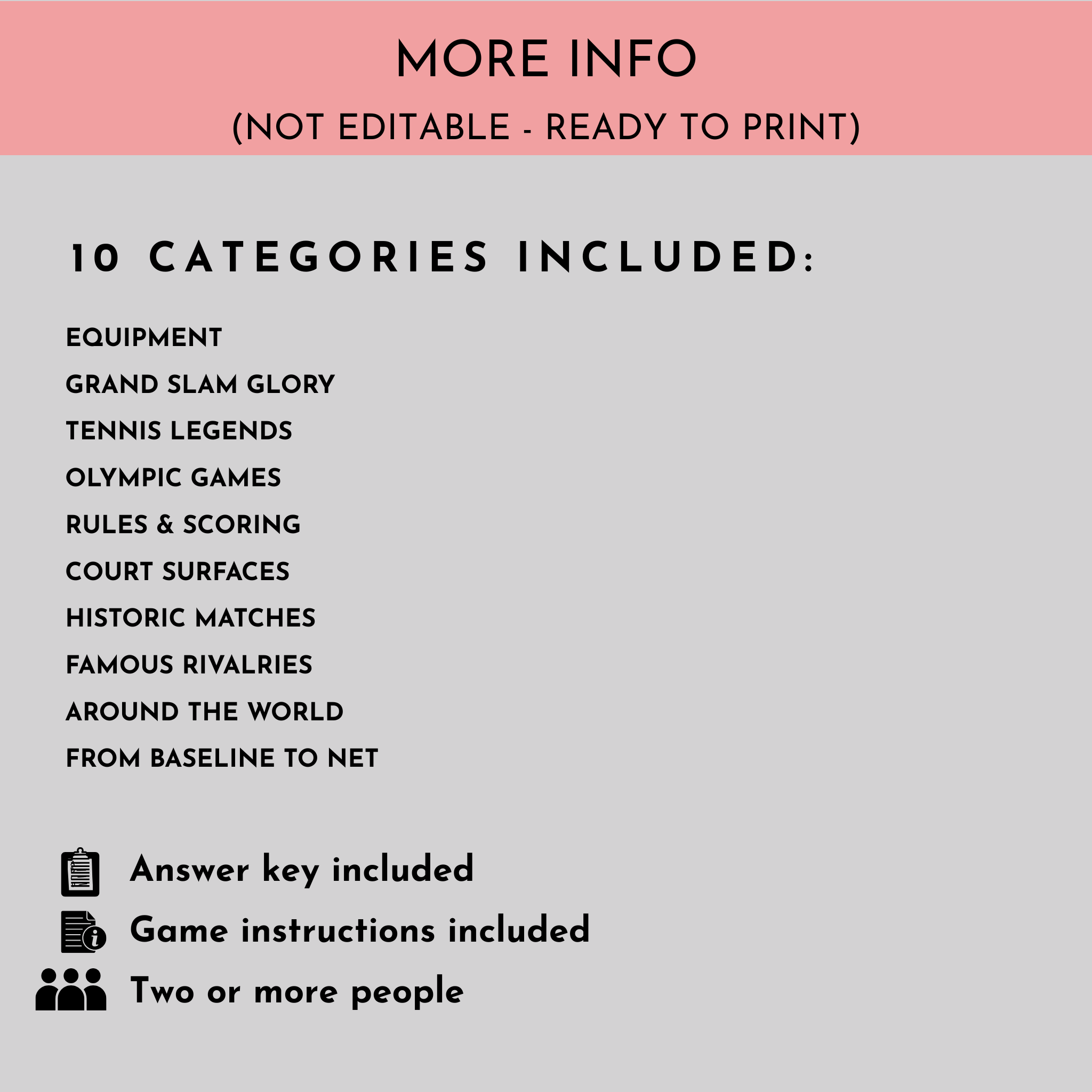 Tennis Trivia Game Bundle