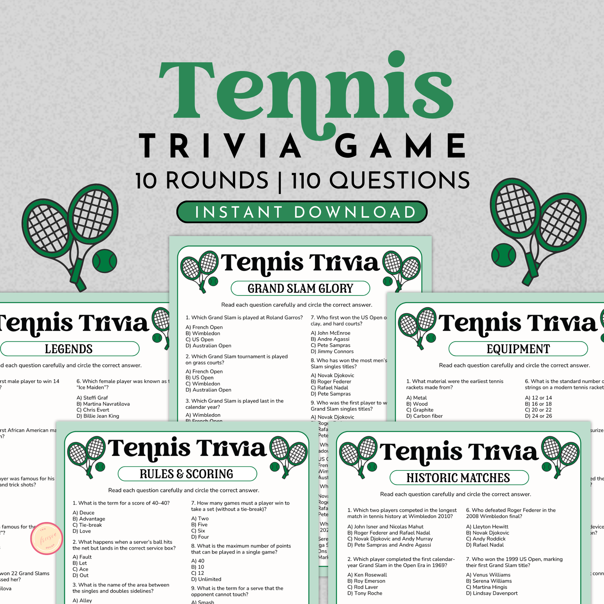 Tennis Trivia Game Bundle