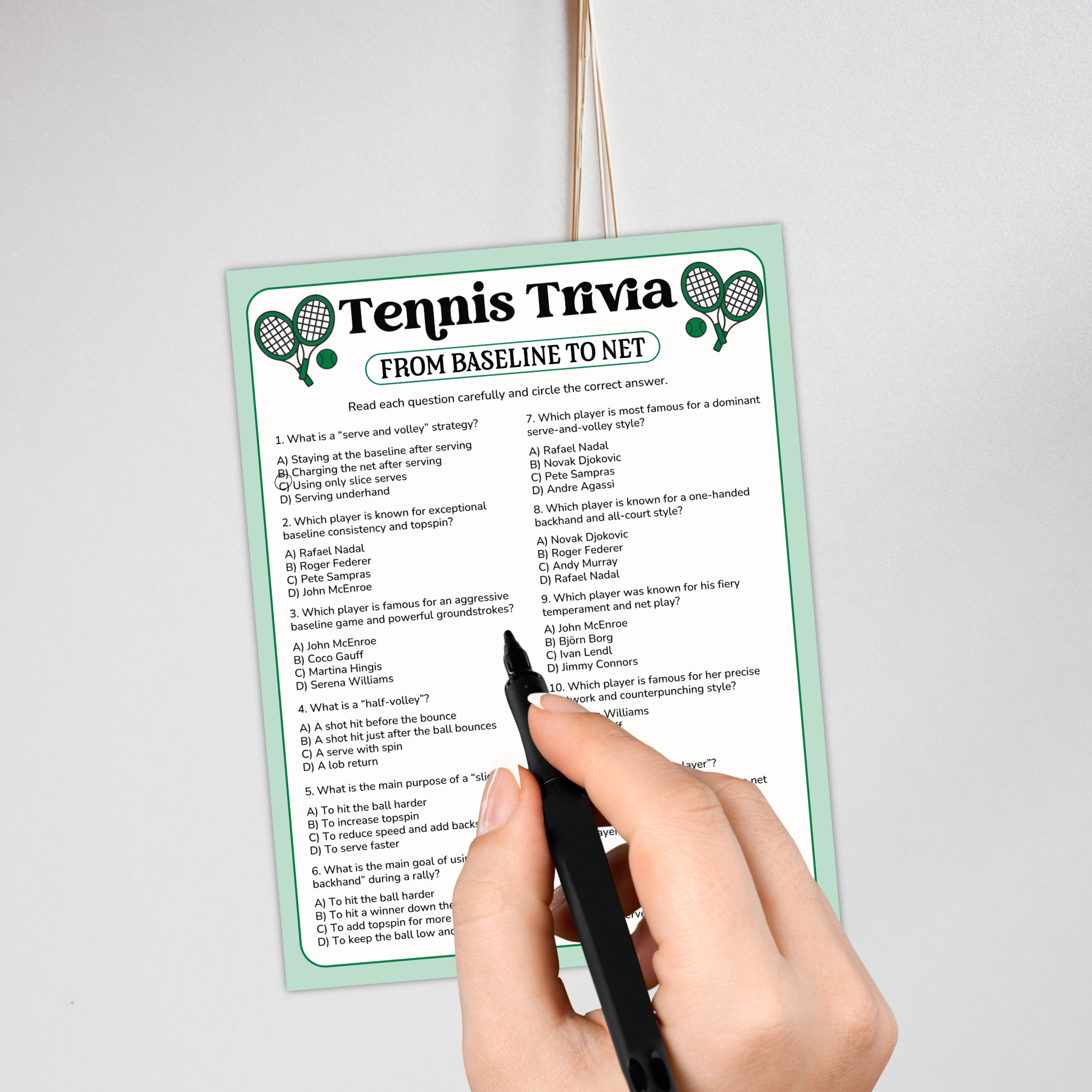 Tennis Trivia Game