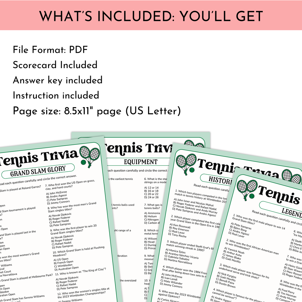Tennis Trivia Game Bundle