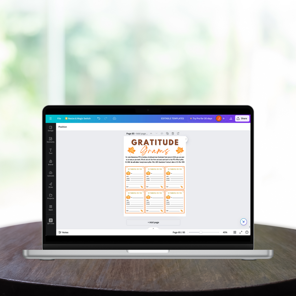 Gratitude Candy Gram Flyer Template