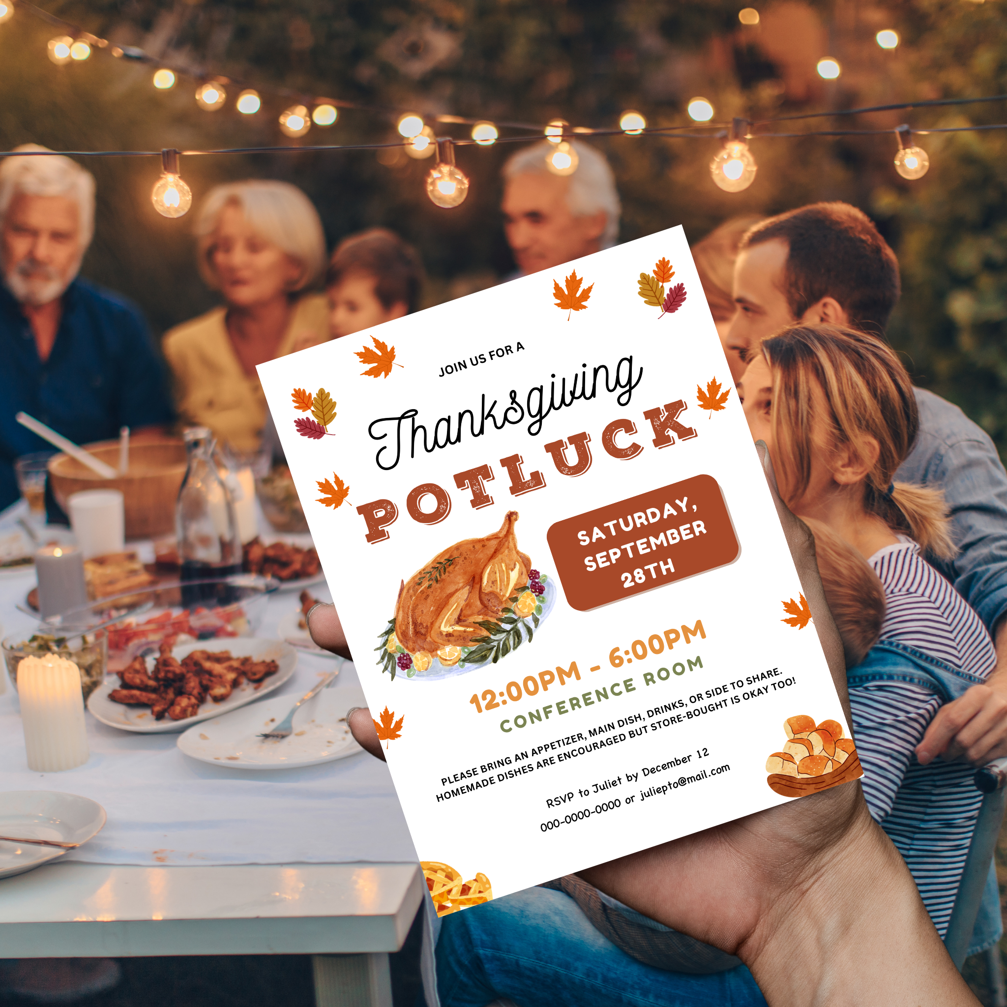 Thanksgiving Potluck Flyer and Sign-up Sheet Template Bundle