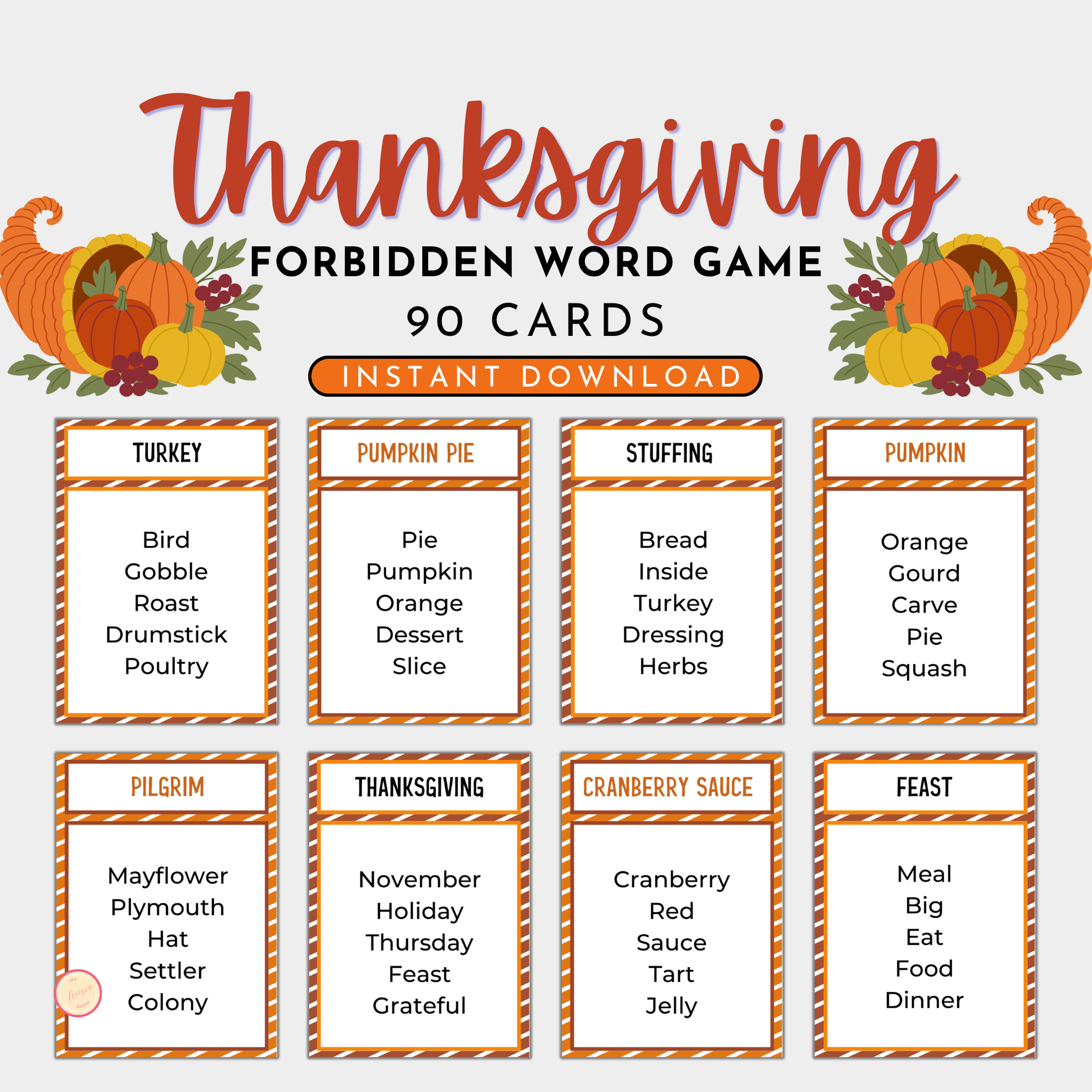 Thanksgiving Forbidden Word Game