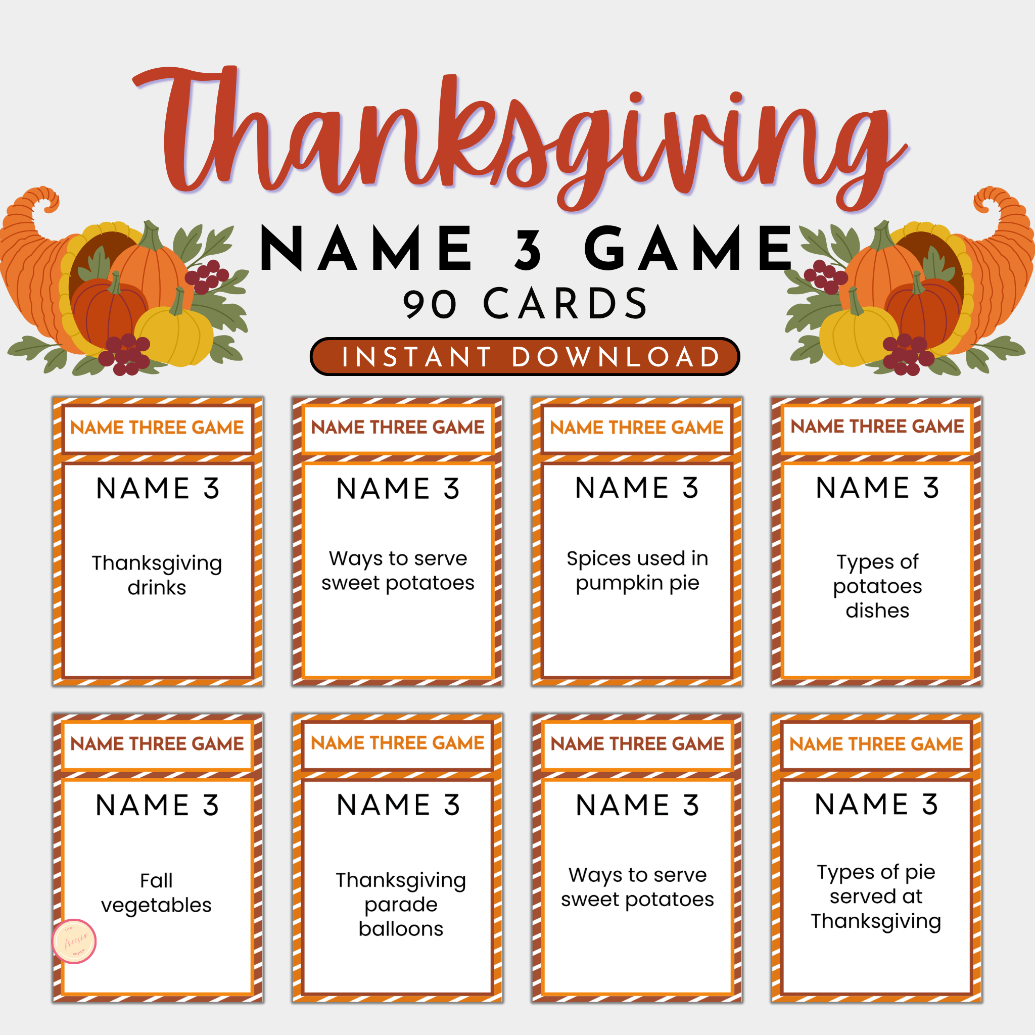 Thanksgiving Name 3 Game