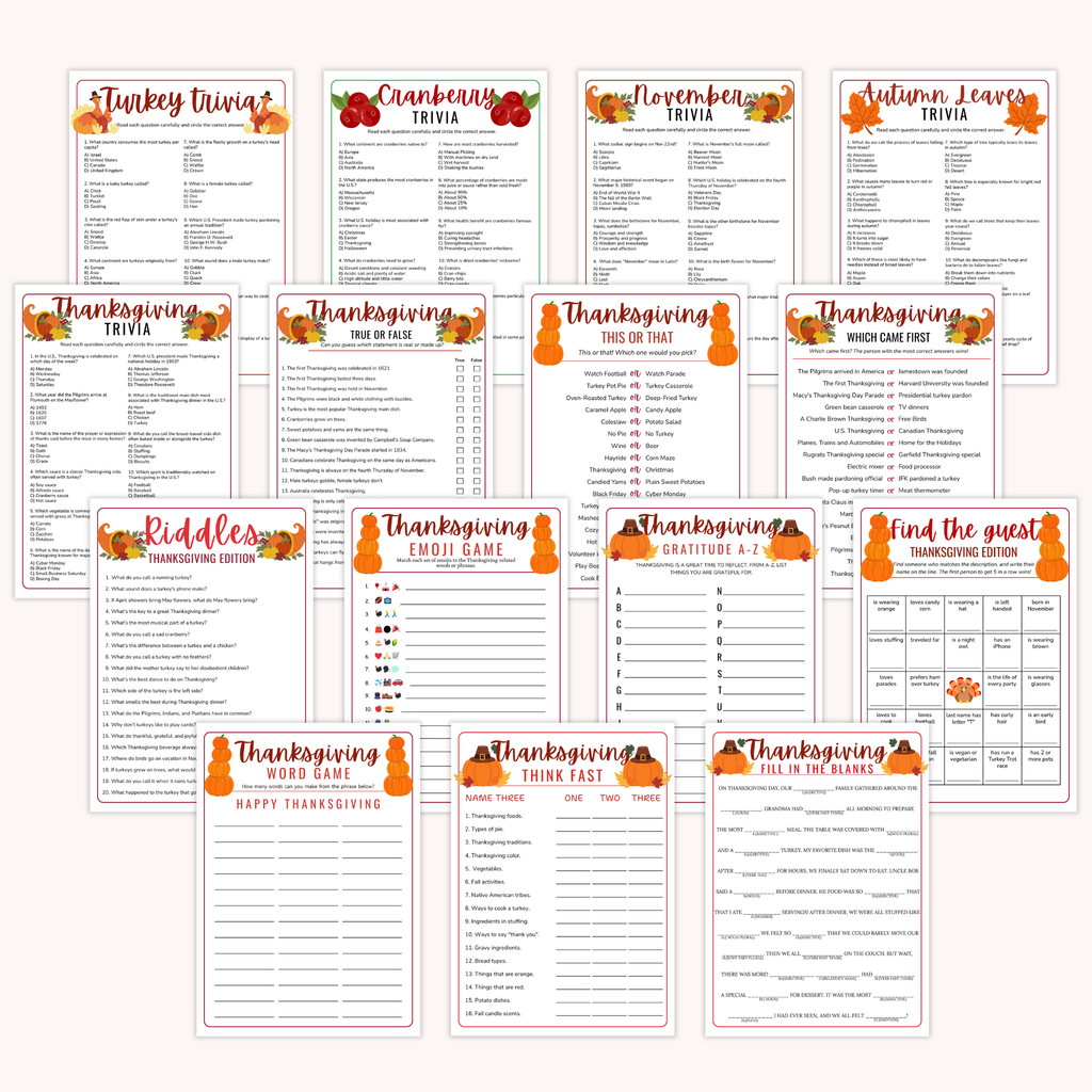 30 Thanksgiving Party Games