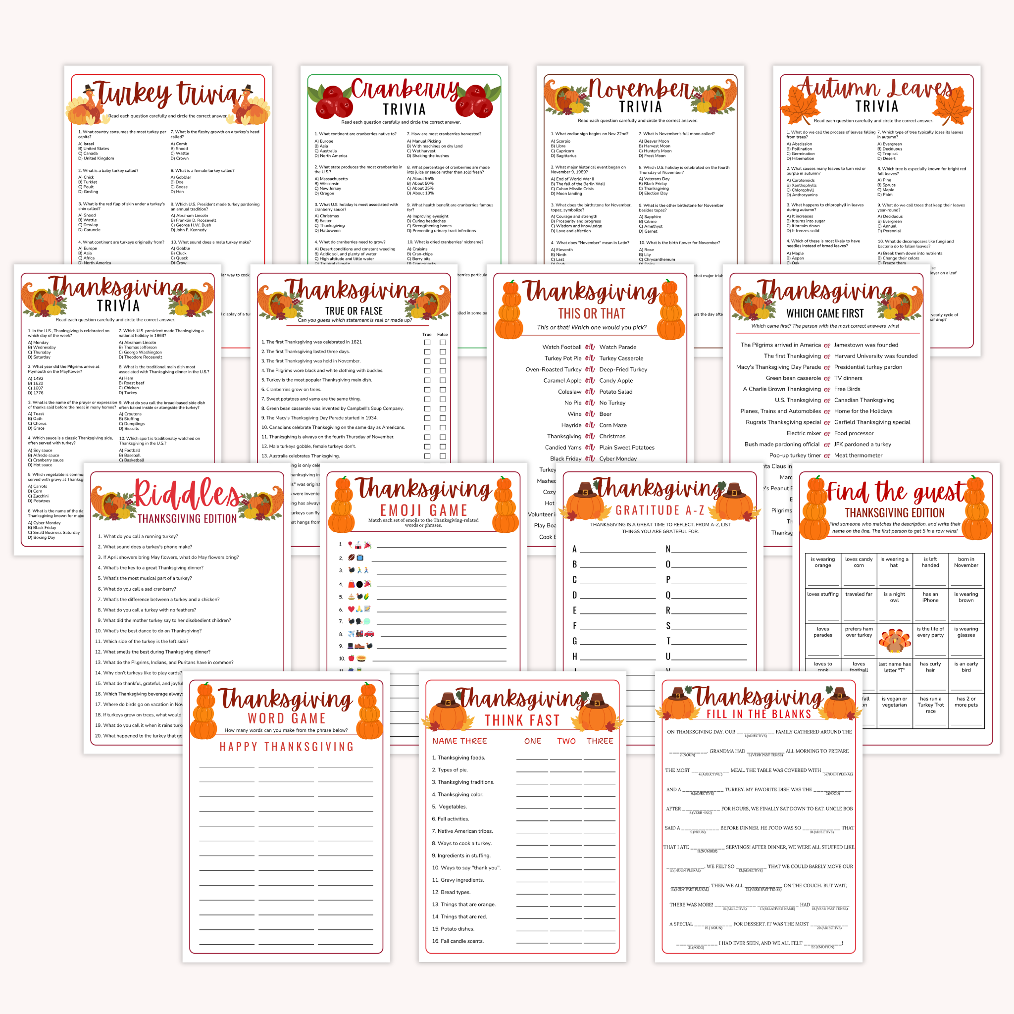 30 Thanksgiving Party Games