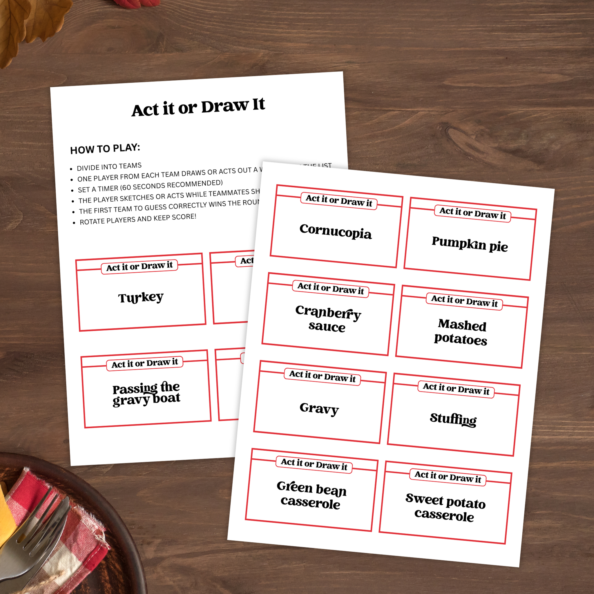 Thanksgiving Act It or Draw It