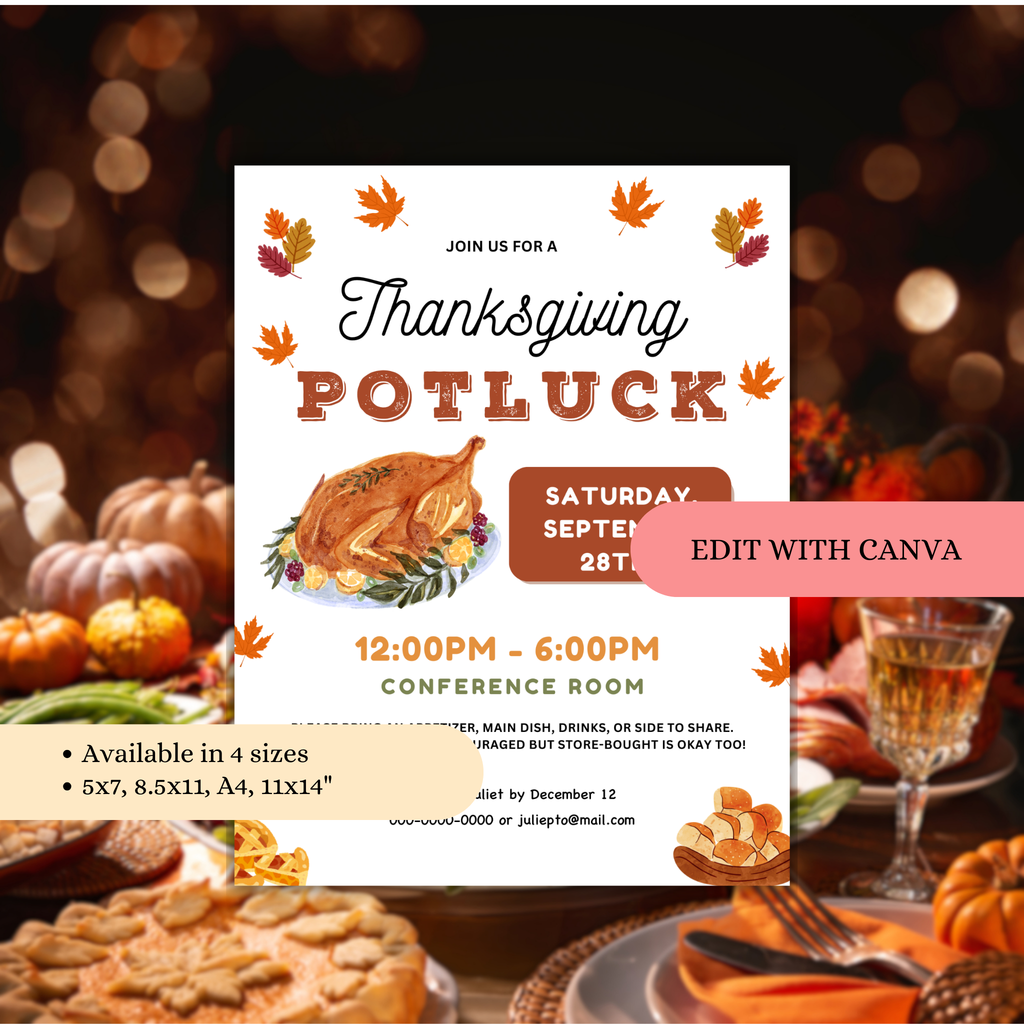 Thanksgiving Potluck Flyer and Sign-up Sheet Template Bundle
