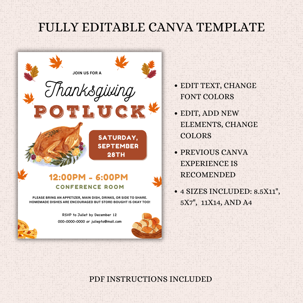 Thanksgiving Potluck Flyer and Sign-up Sheet Template Bundle