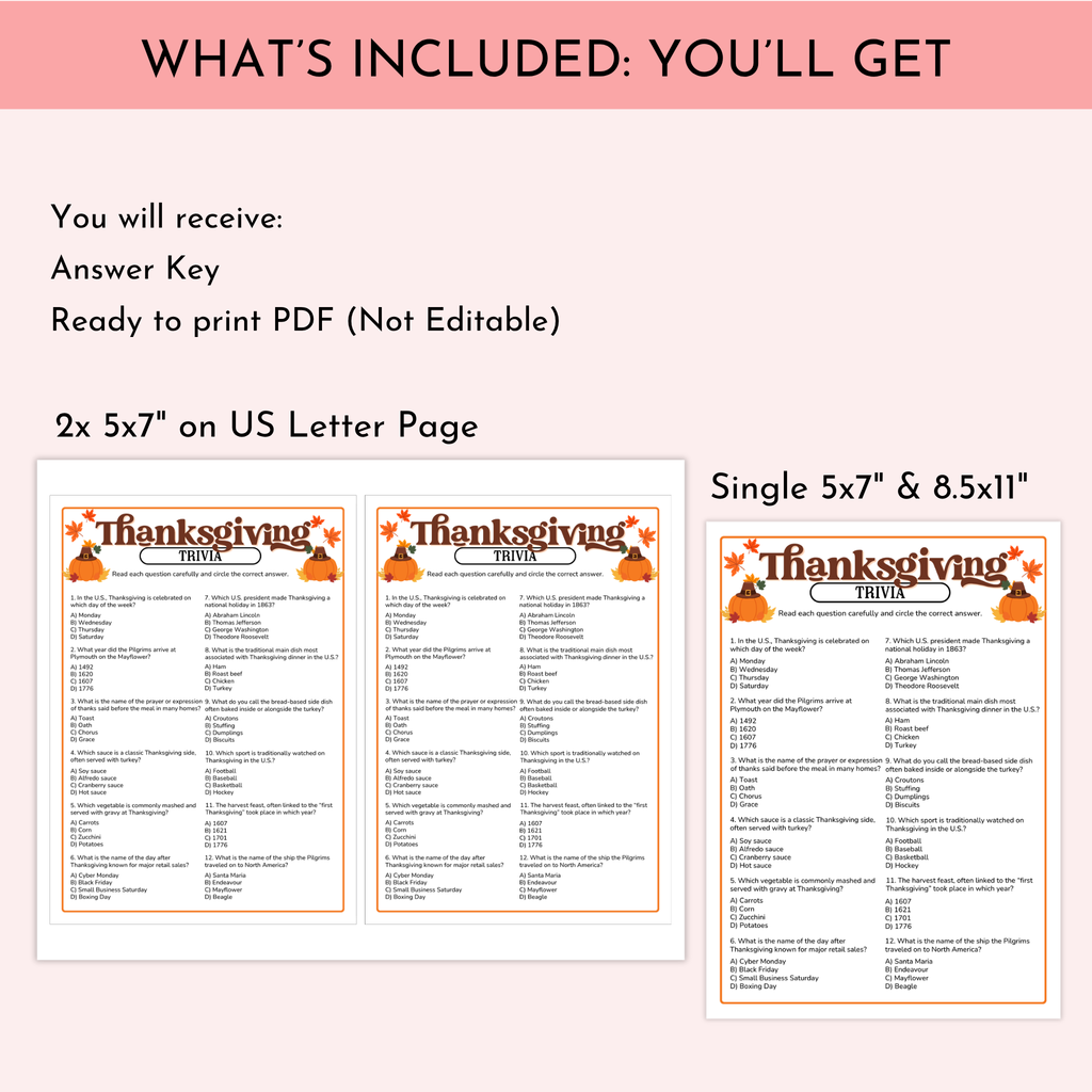 Thanksgiving Trivia Game