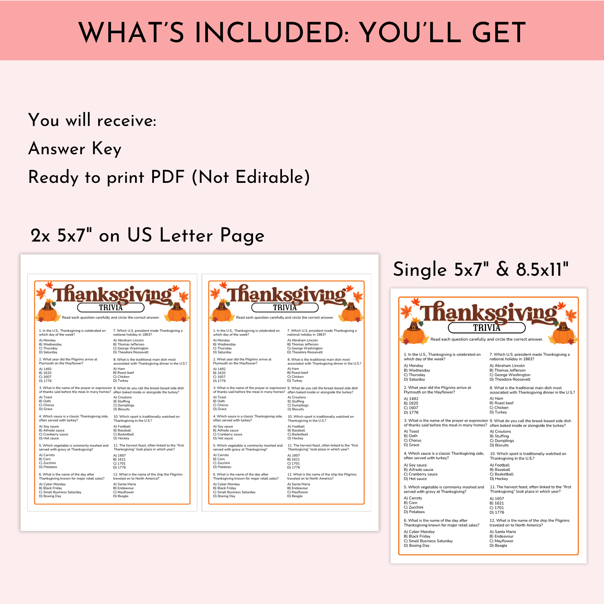 Thanksgiving Trivia Game
