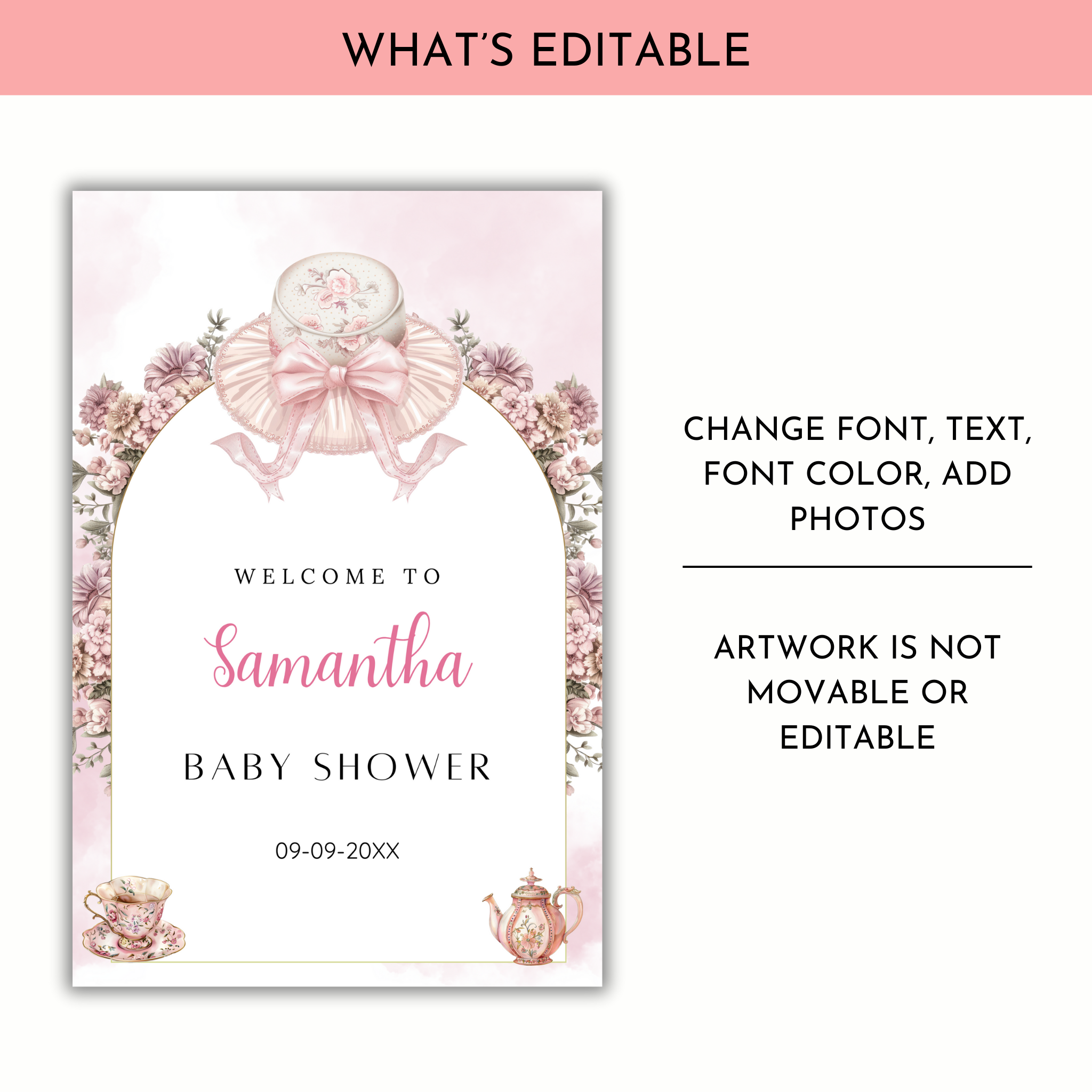 Tea Party Welcome Sign Template