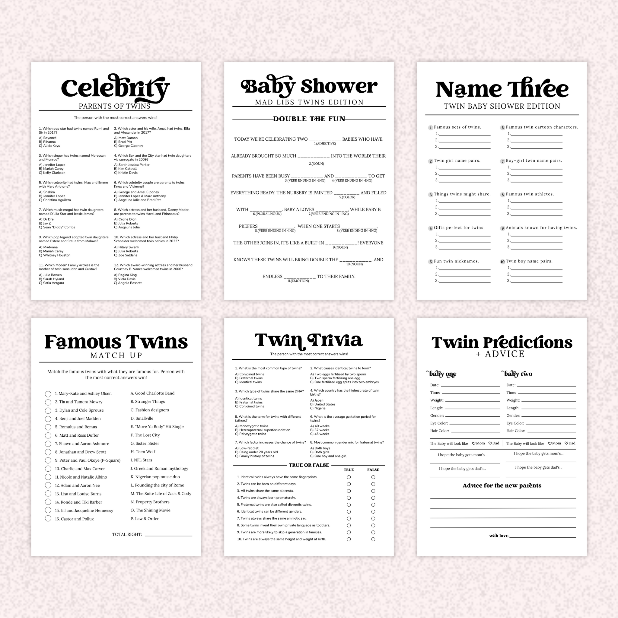 Twins Baby Shower Games