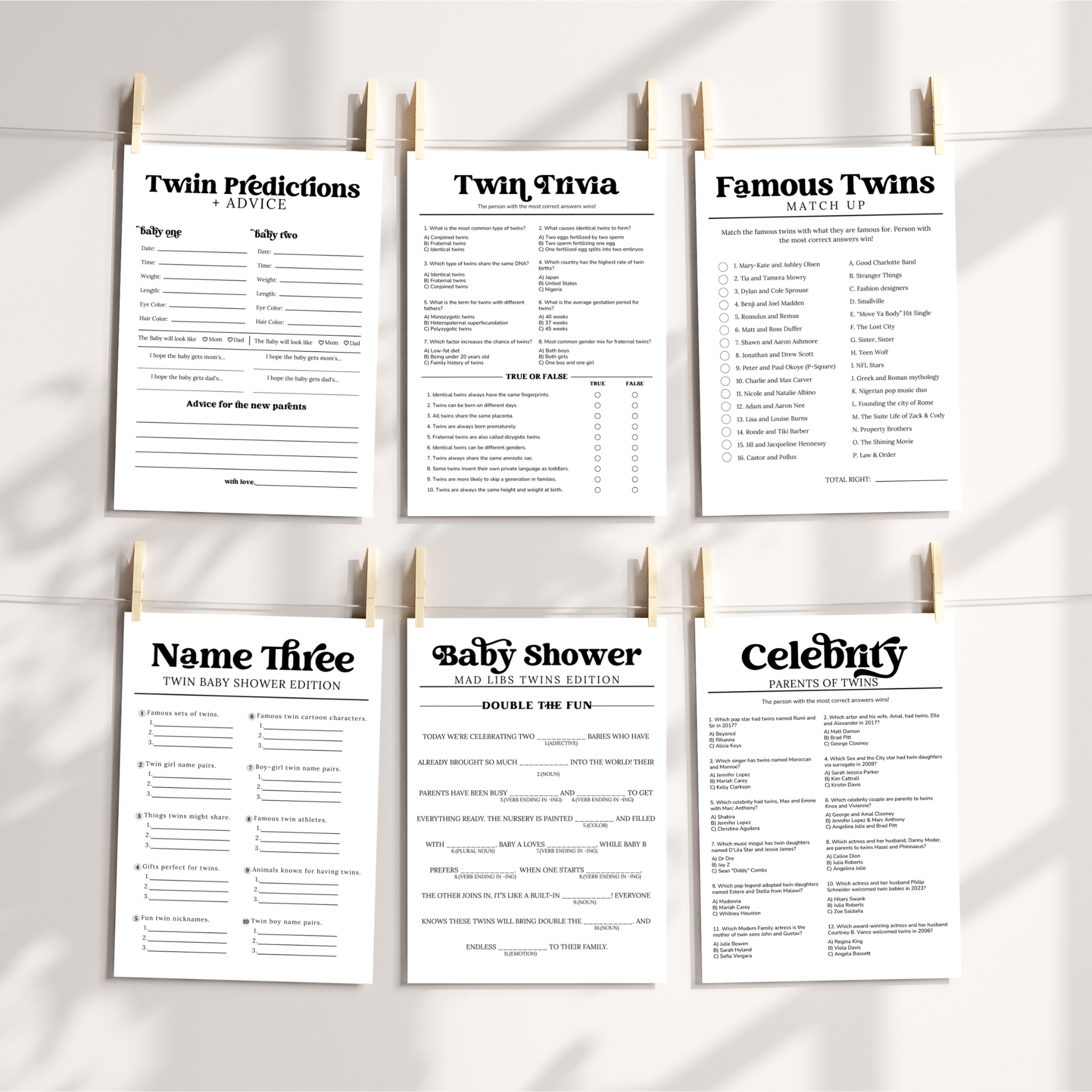 Twins Baby Shower Games