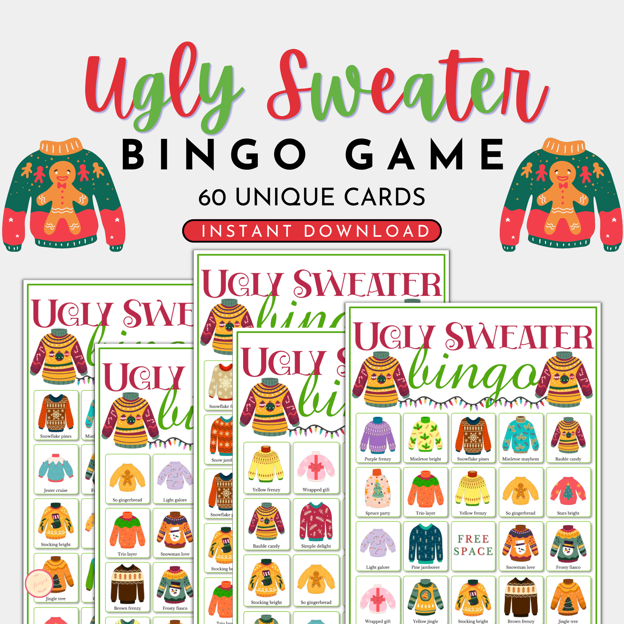 Ugly Sweater Bingo Game | 60 Cards