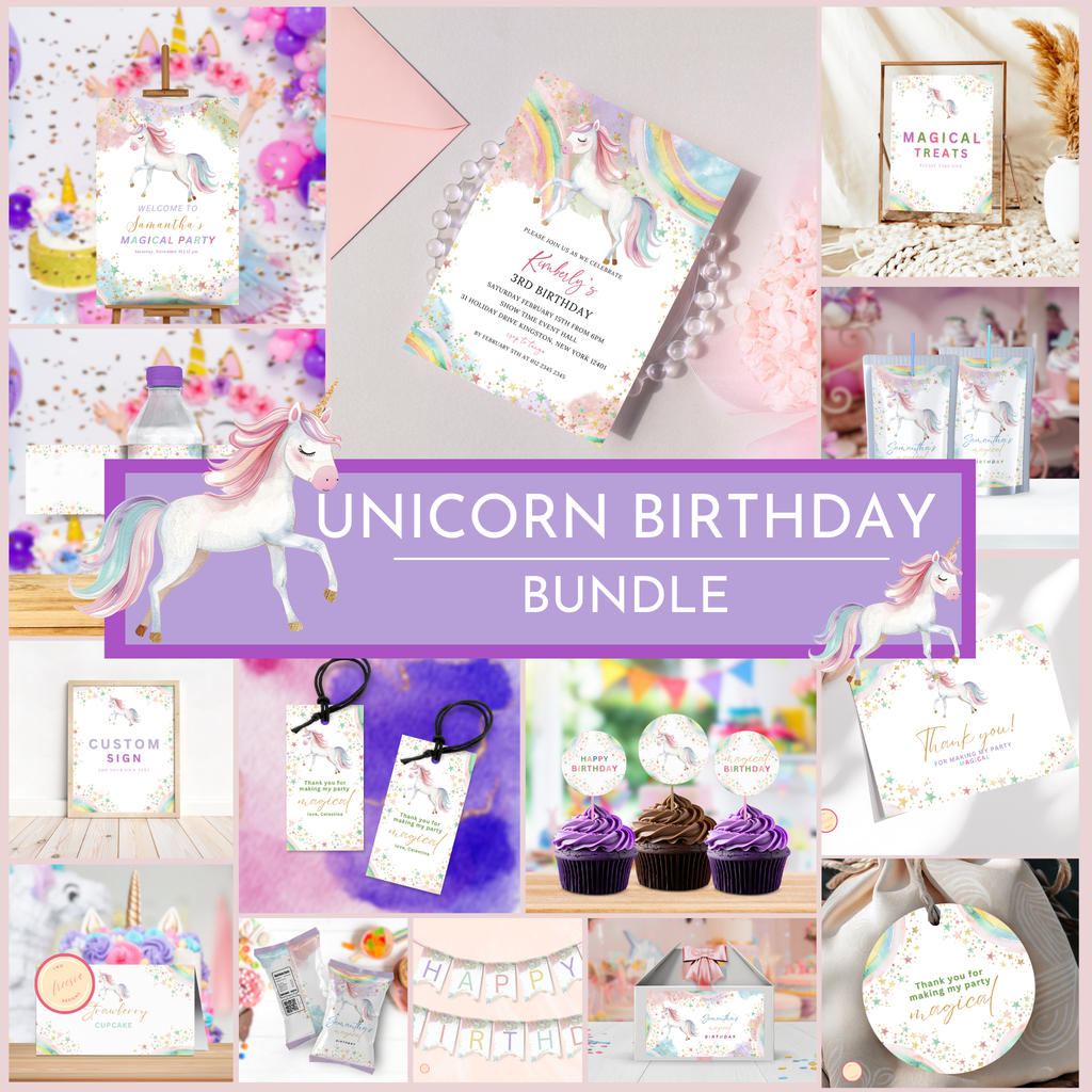 Unicorn Party Template Bundle