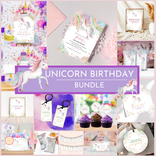 Unicorn Party Template Bundle