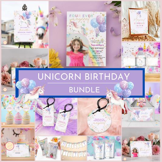 Magical Unicorn Party Template Bundle