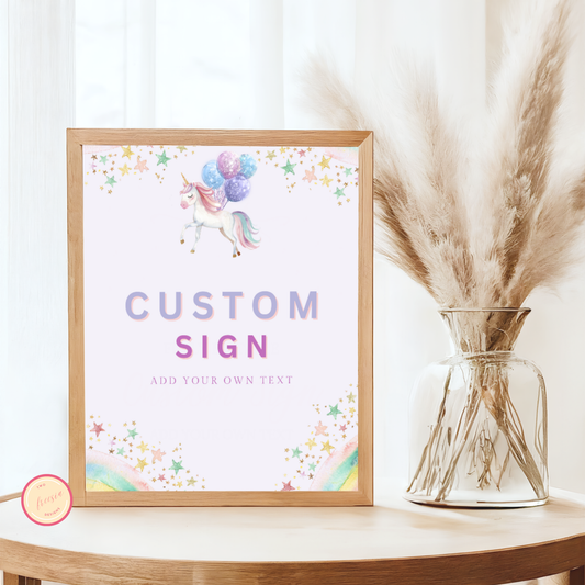 Unicorn Birthday Custom Table Sign