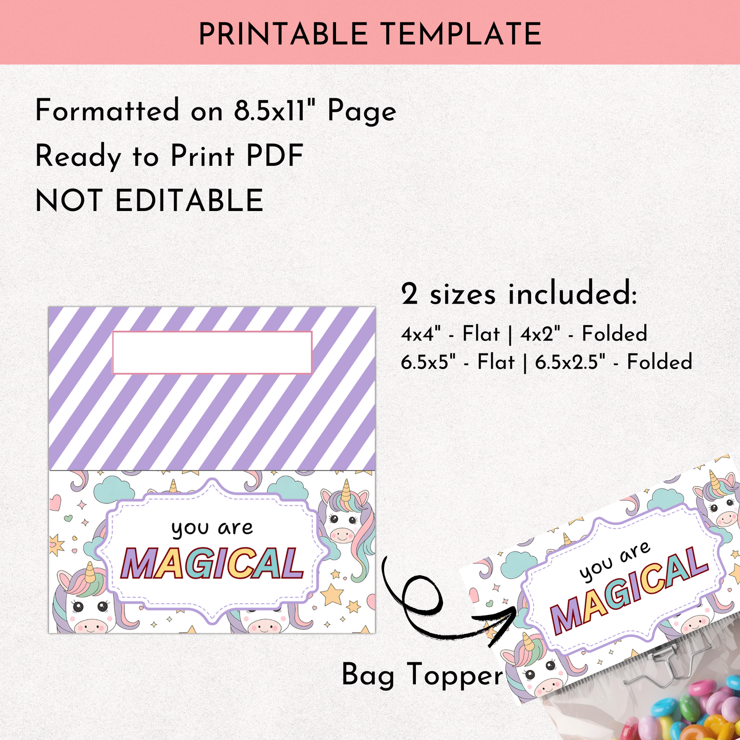 Unicorn Magical Treat Bag Topper