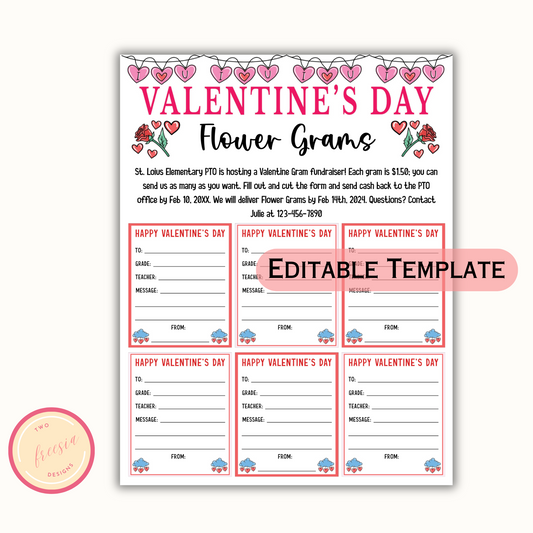 Valentine's Day Editable Flower Gram Template