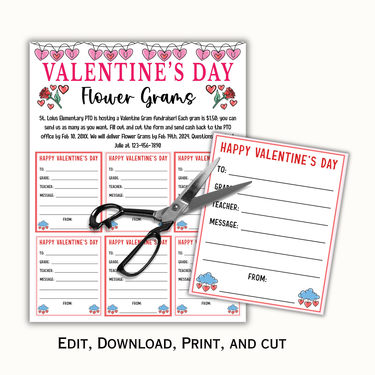 Valentine's Day Editable Flower Gram Template