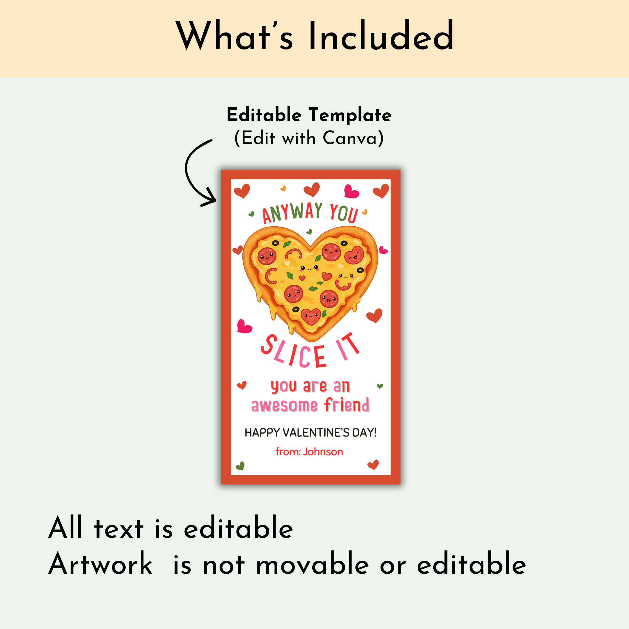 Pizza Valentine's Gift Tag