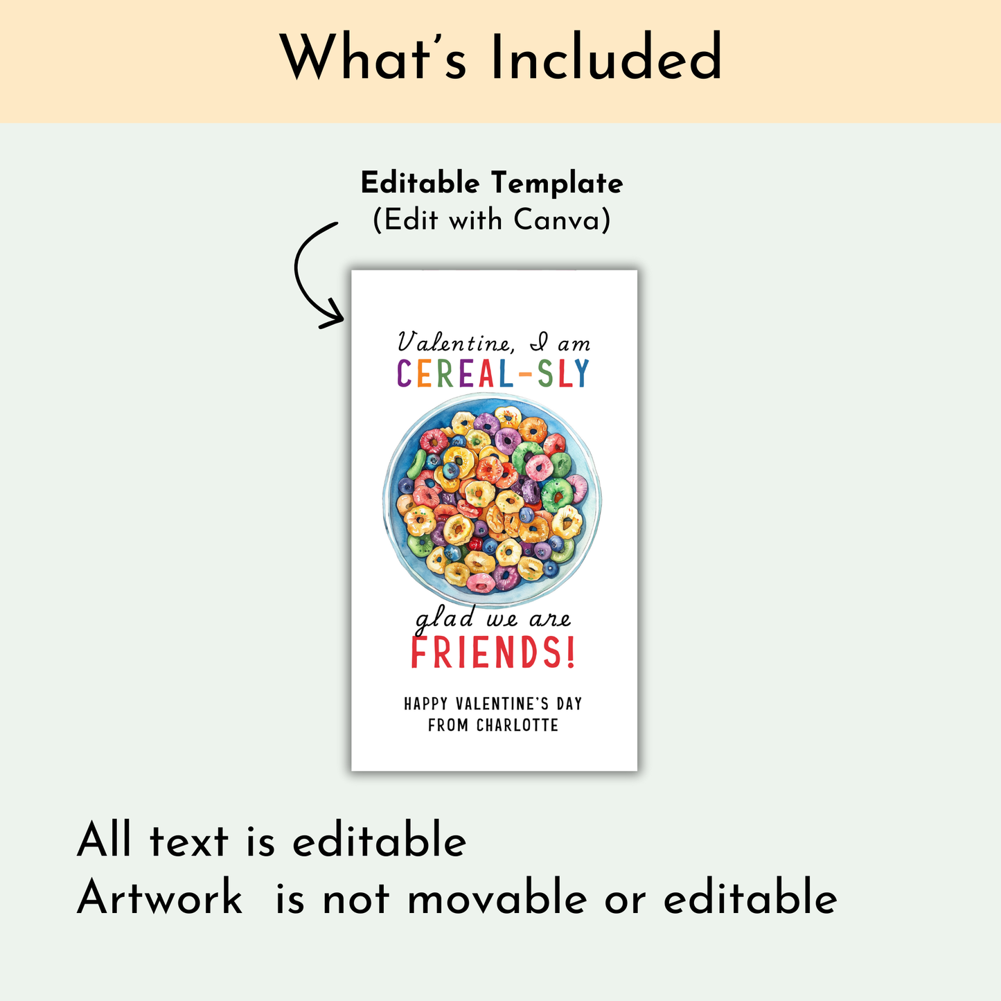 Cereal Valentine's Day Gift Tag