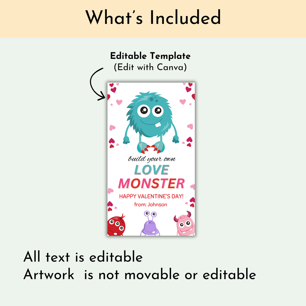 Build Your Own Monster Valentine Tag