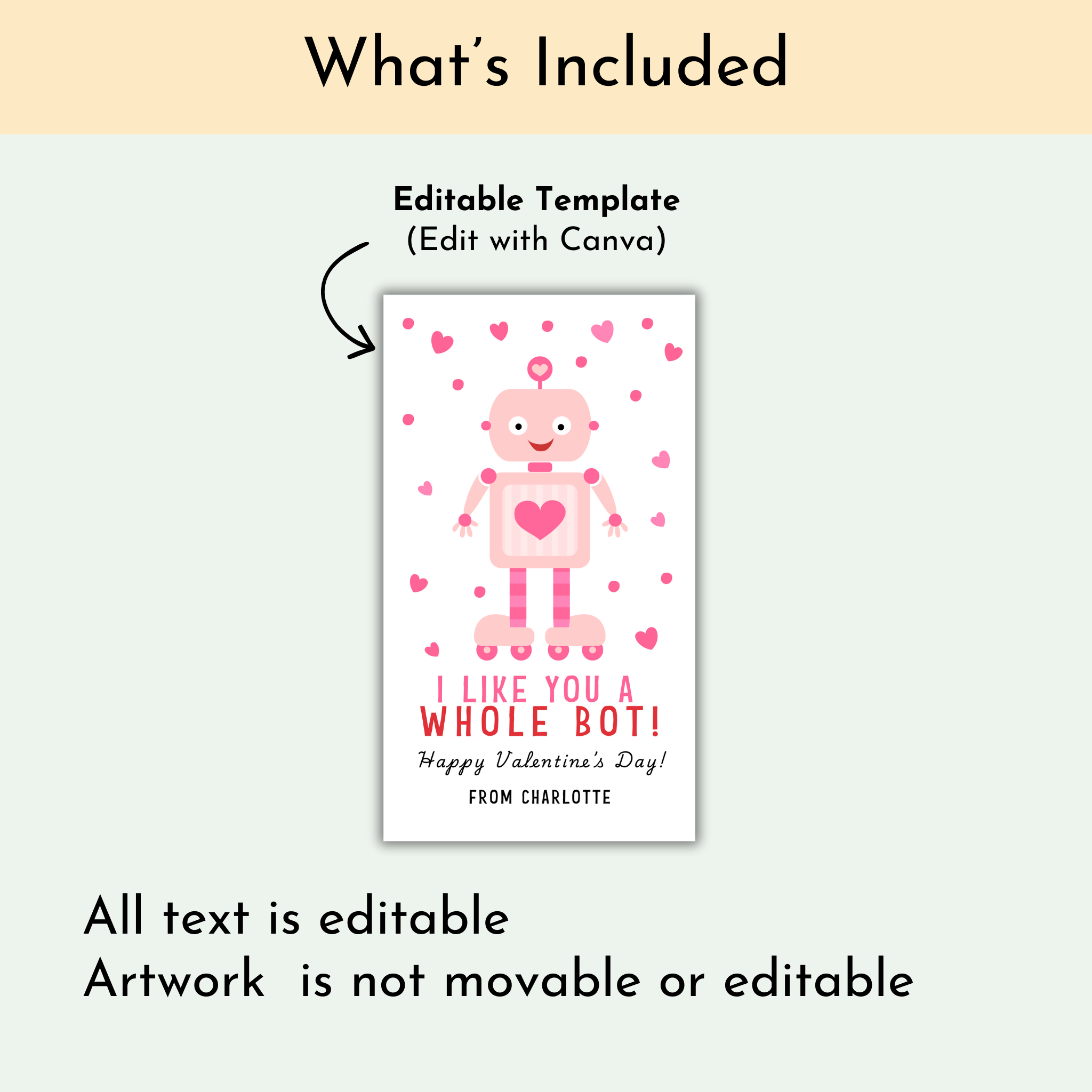 Pink Robot Valentine Tag
